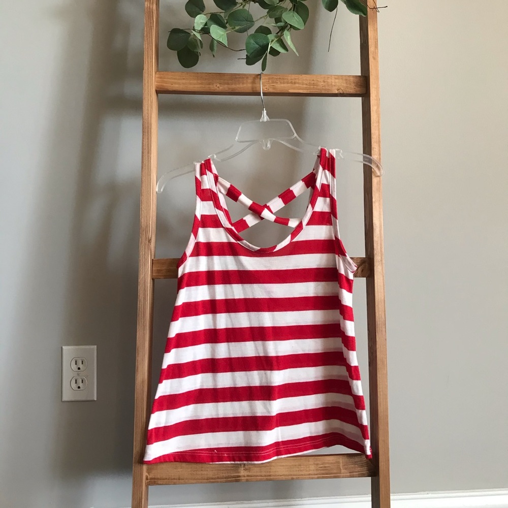 Red and white tank